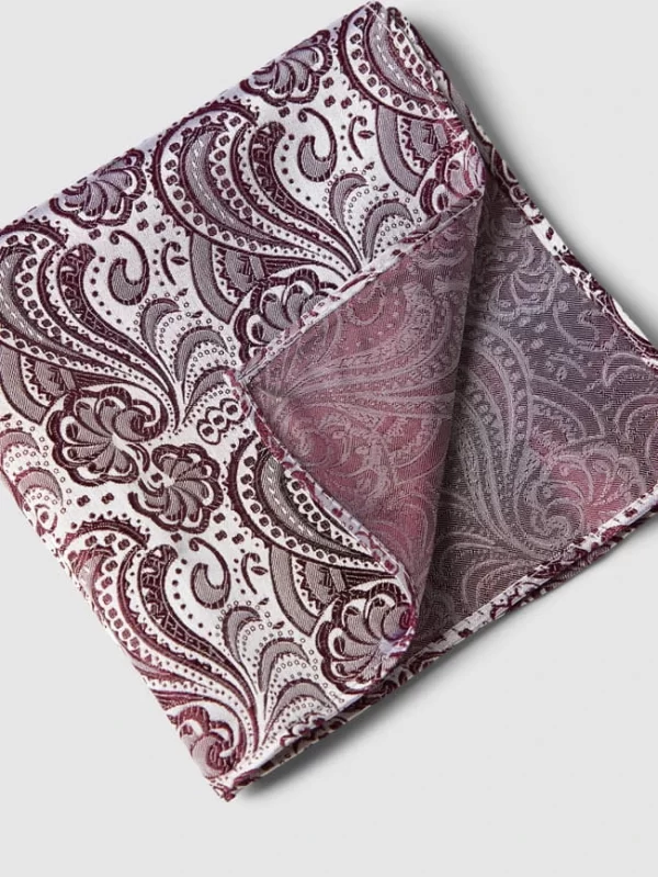 Prince Bowtie Krawatte Und Einstecktuch Im Set Mit Allover-Muster – Bordeaux Rot 4