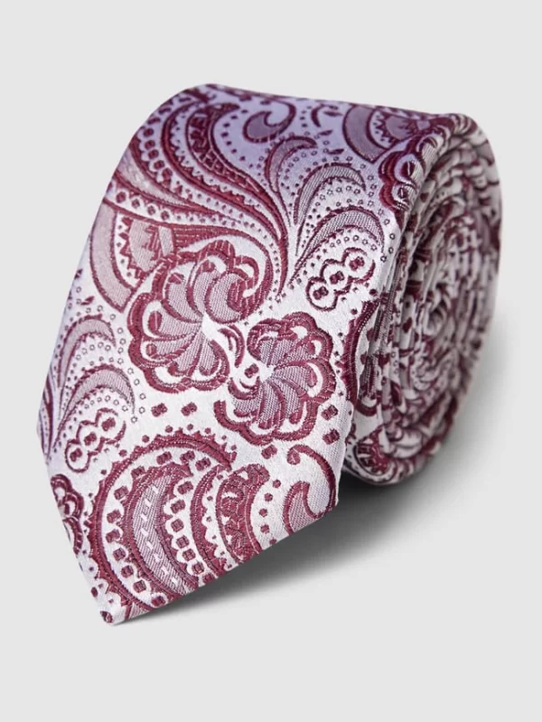 Prince Bowtie Krawatte Und Einstecktuch Im Set Mit Allover-Muster – Bordeaux Rot 3