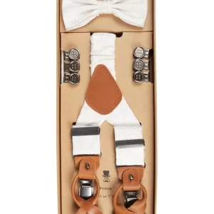 Prince Bowtie Fliege Mit Hosenträgern Im Set – Ecru 13