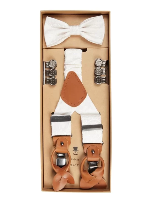 Prince Bowtie Fliege Mit Hosenträgern Im Set – Ecru 5
