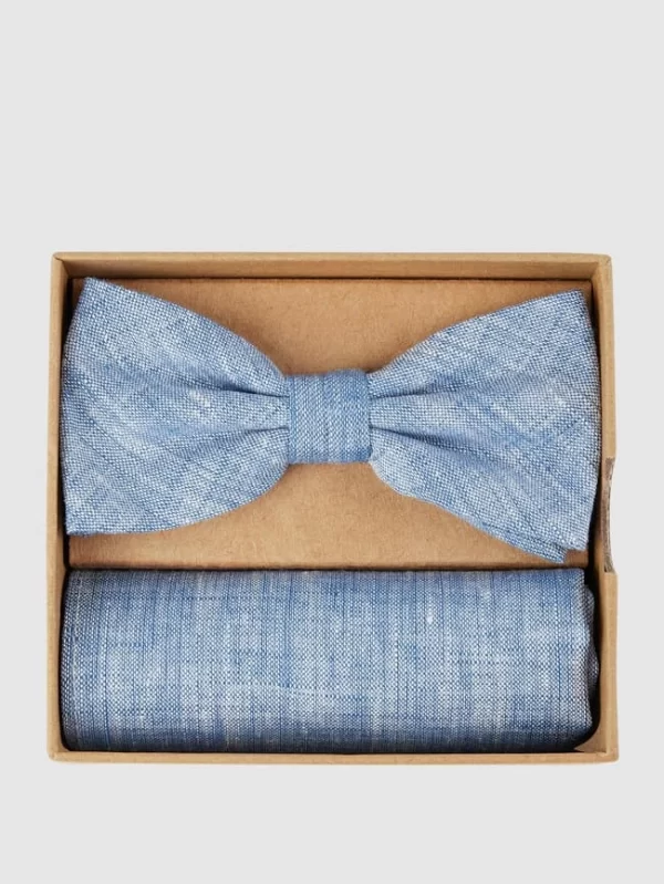 Prince Bowtie Fliege Mit Einstecktuch Im Set – Blau 1