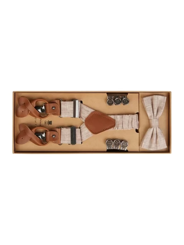 Prince Bowtie Fliege Mit Hosenträgern Im Set – Beige 5