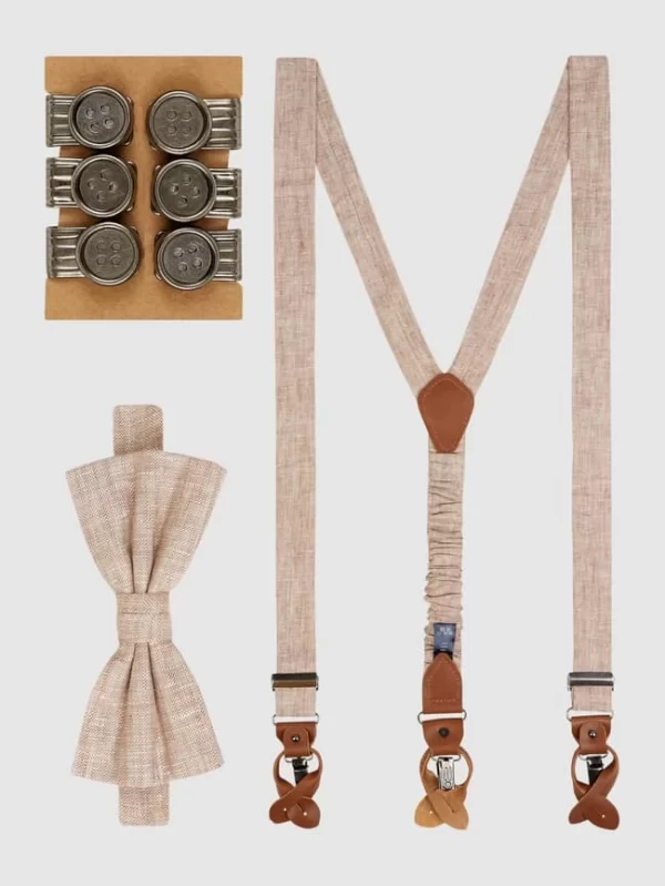 Prince Bowtie Fliege Mit Hosenträgern Im Set – Beige 1