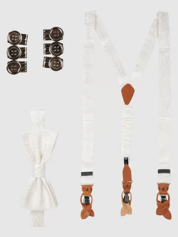 Prince Bowtie Fliege Mit Hosenträgern Im Set – Ecru 1