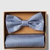 Prince Bowtie Fliege Und Einstecktuch Im Set Mit Webmuster – Marineblau 17