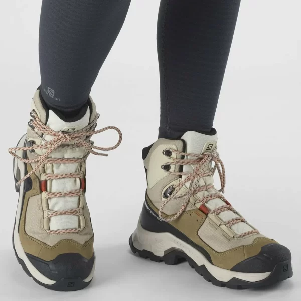 Salomon Quest Element Gore-Tex Trekkingschuhe Safari/Vanill Sky/Mecca Orange Damen 7